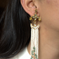 PEARL DRAPE POLKI EARRINGS- GREEN