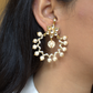 PEARL STUDDED POLKI HOOPS- WHITE