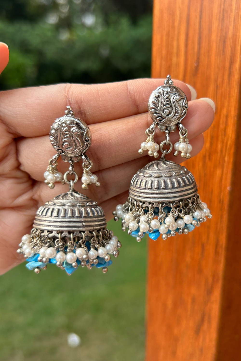 TURQUOISE JHUMKIS