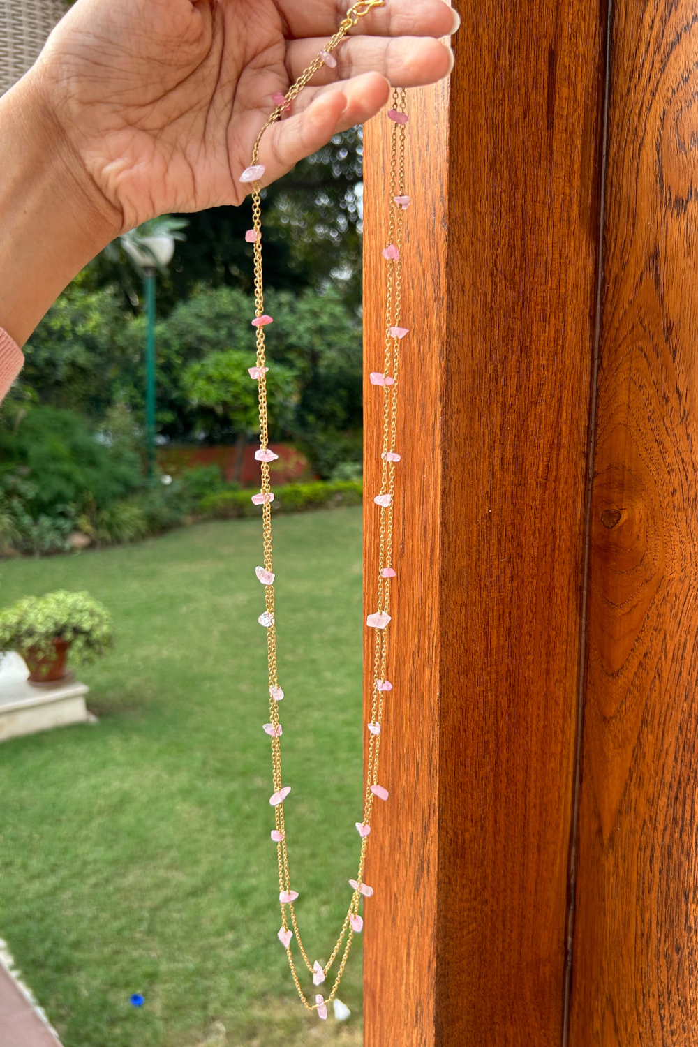 PALE PINK GRAVEL BEADS STRING