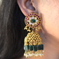 RED GREEN GOLD JHUMKAS WITH KAANCHAIN