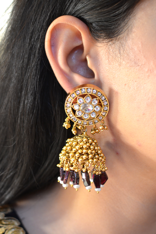 MAROON GOLD JHUMKAS