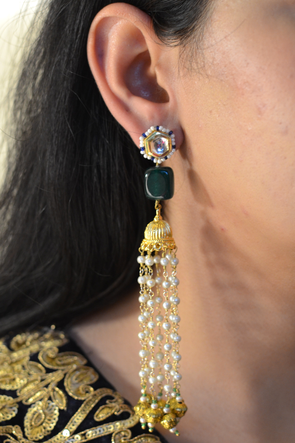 GREEN TUMBLE JHUMKIS