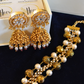 GOLD KUNDAN JHUMKAS & ORNATE BRACELET SET