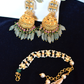 KUNDAN JHUMKAS & GREEN TASSEL BRACELET SET