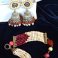 RED JADE AMALKA JHUMKAS & YAKHOOTI BRACELET SET