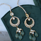 BRIDAL LAYERED NECKLACE & EARRINGS SET- SAGE GREEN COLOUR