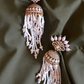 DIAMANTÉ CROWN PEARL TASSEL JHUMKIS