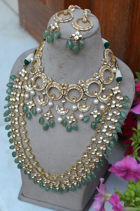 BRIDAL WEDDING JEWELLERY SET- CHOKER, NECKLACE & EARRINGS