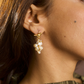 WHITE ASYMMETRICAL PEARL BUNCH BIRD EARRINGS