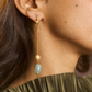 TURTLE CHAIN DROP HOOK EARRINGS- SEA GREEN