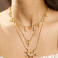 MULTI-STYLE CRESCENT AND  SPINDLE BEADS NECKLACE SET- PEARLS AND GOLD