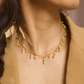 MULTI-STYLE CRESCENT AND  SPINDLE BEADS NECKLACE SET- PEARLS AND GOLD