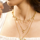 MULTI-STYLE CRESCENT AND  SPINDLE BEADS NECKLACE SET- PEARLS AND GOLD