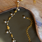 GOLDEN FISH AND PEARL CLOSE NECKLACE