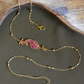 PINK PEACOCK AND GOLDEN BELLS CHAIN NECKLACE