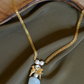 LOVE BIRDS AND PEARL CHAIN NECKLACE- SKY BLUE