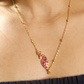 PINK PEACOCK AND GOLDEN BELLS CHAIN NECKLACE