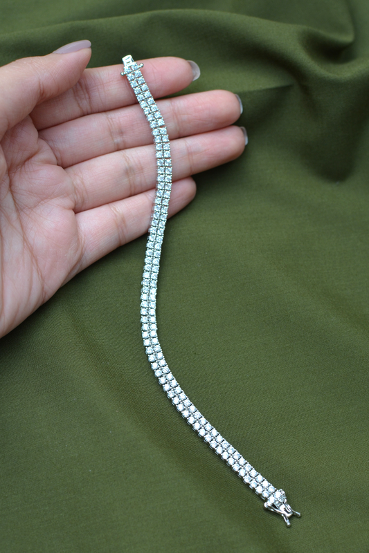 WHITE-GOLD DIAMANTÉ TENNIS BRACELET