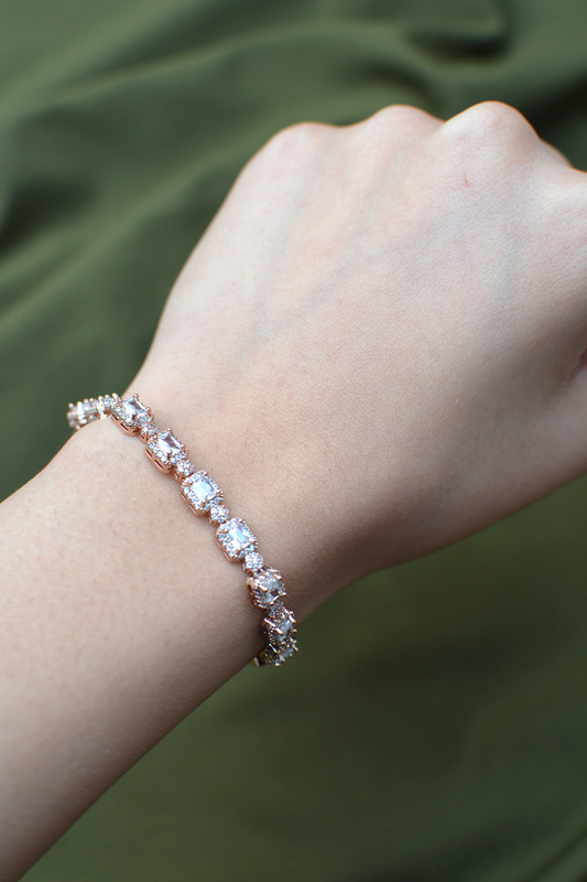 ROSE GOLD RECTANGLE TENNIS BRACELET