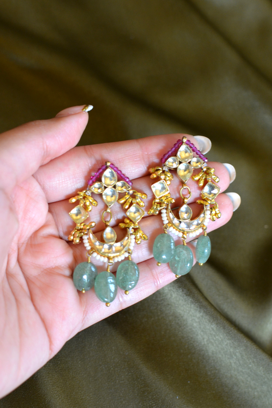 GARNET ARDH-CHAND EARRINGS