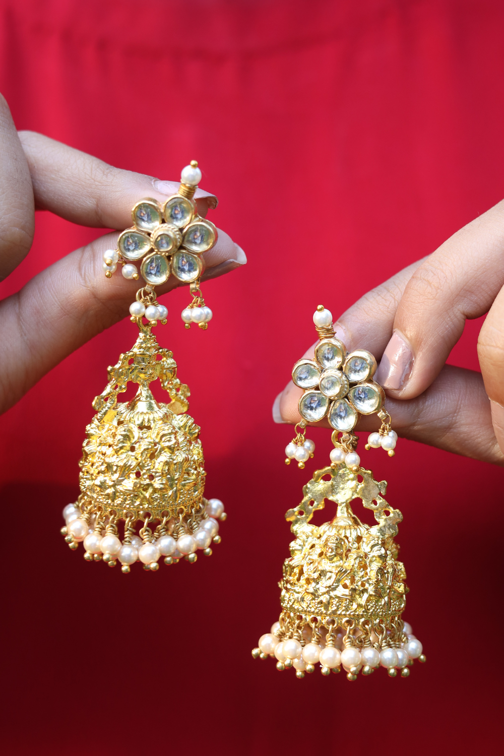 FIGURE PEARL BIG JHUMKIS