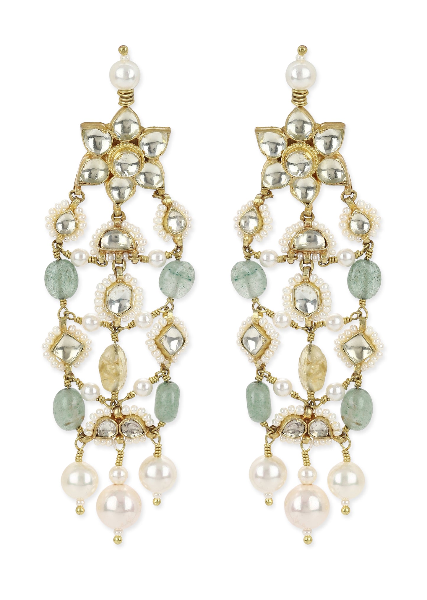 MINI POLKI JAALI EARRINGS - MINT GREEN