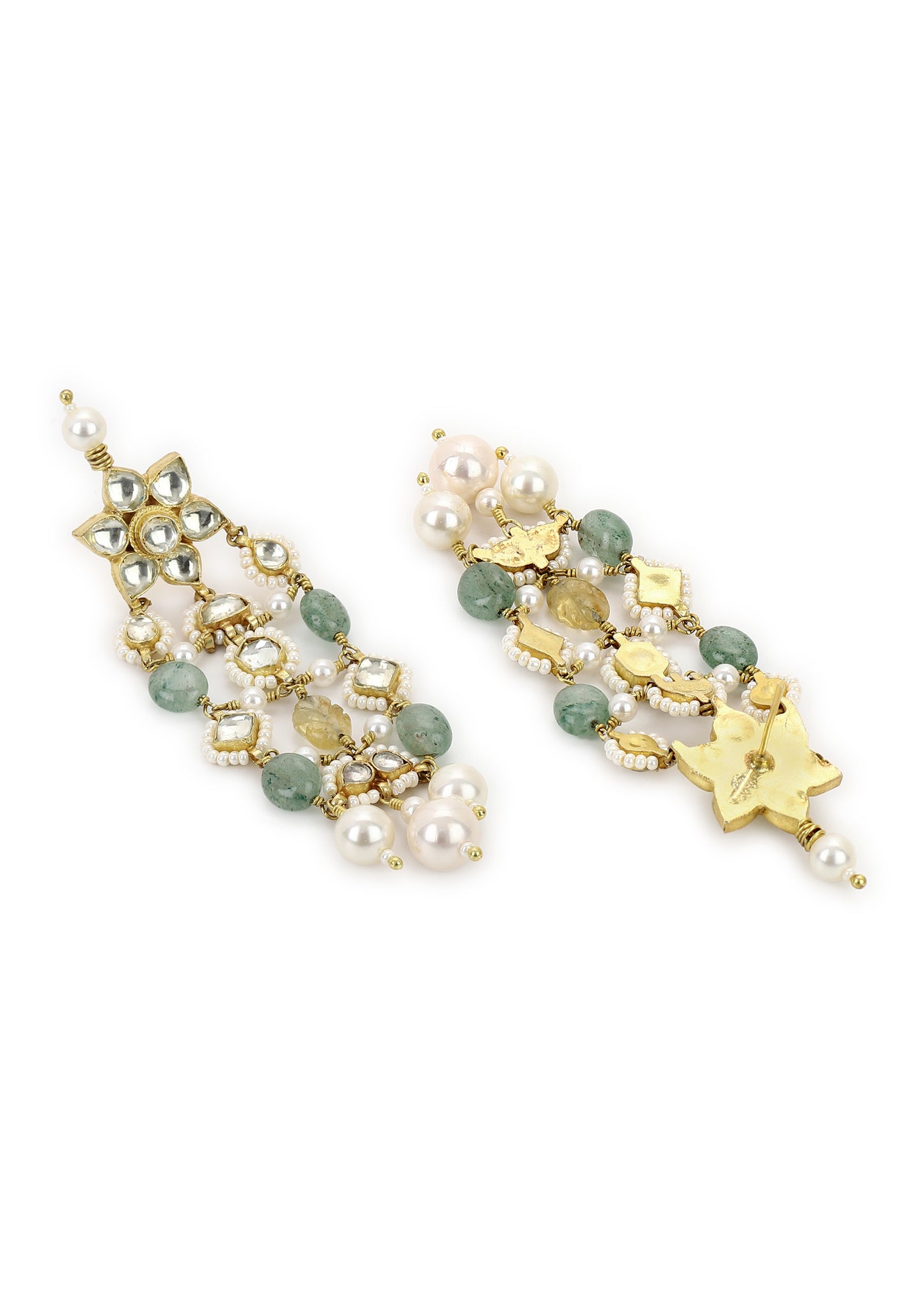 MINI POLKI JAALI EARRINGS - MINT GREEN