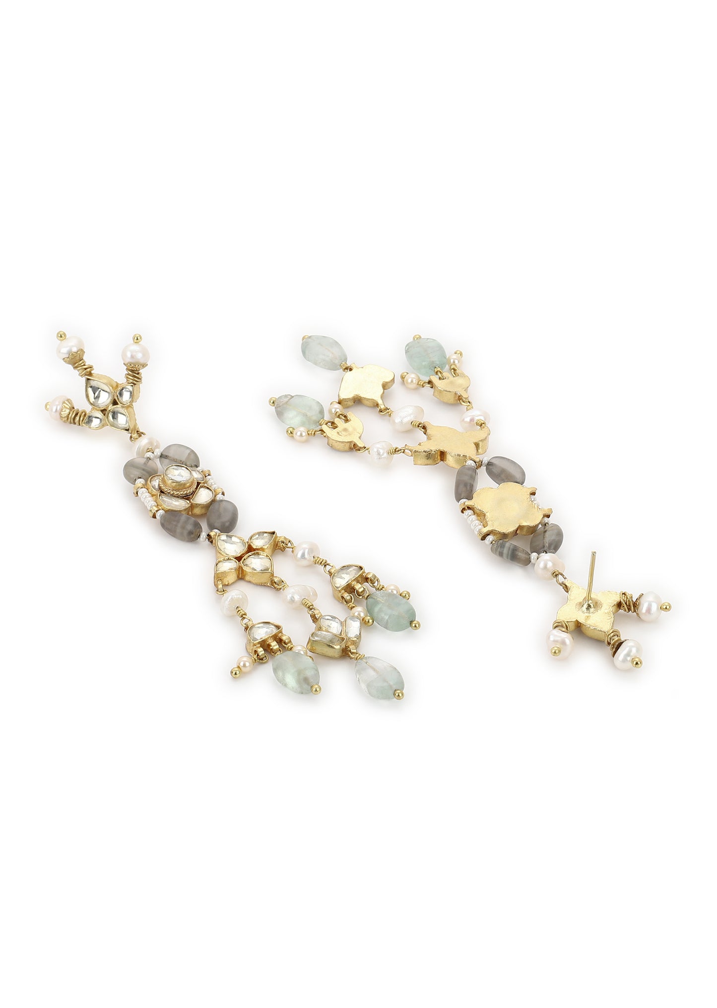 BARASINGHA POLKI EARRINGS- SAGE GREEN