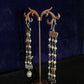 THREE LINE BIRD EARRINGS- PEARL DROP