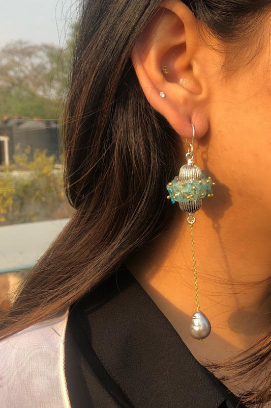 BARREL EARRINGS - SEA GREEN