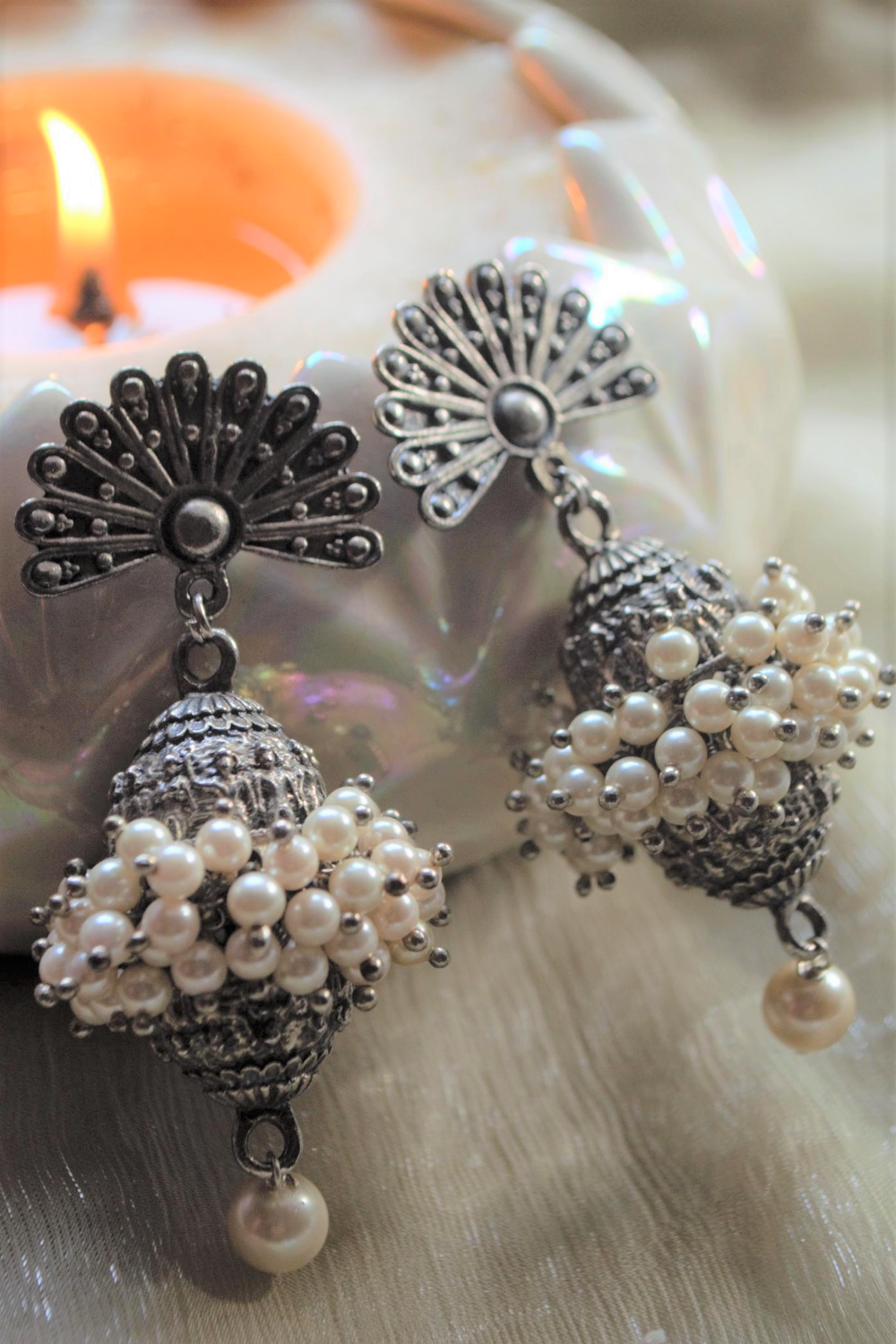 PEARL PAKHAWAJ SILVER EARRINGS