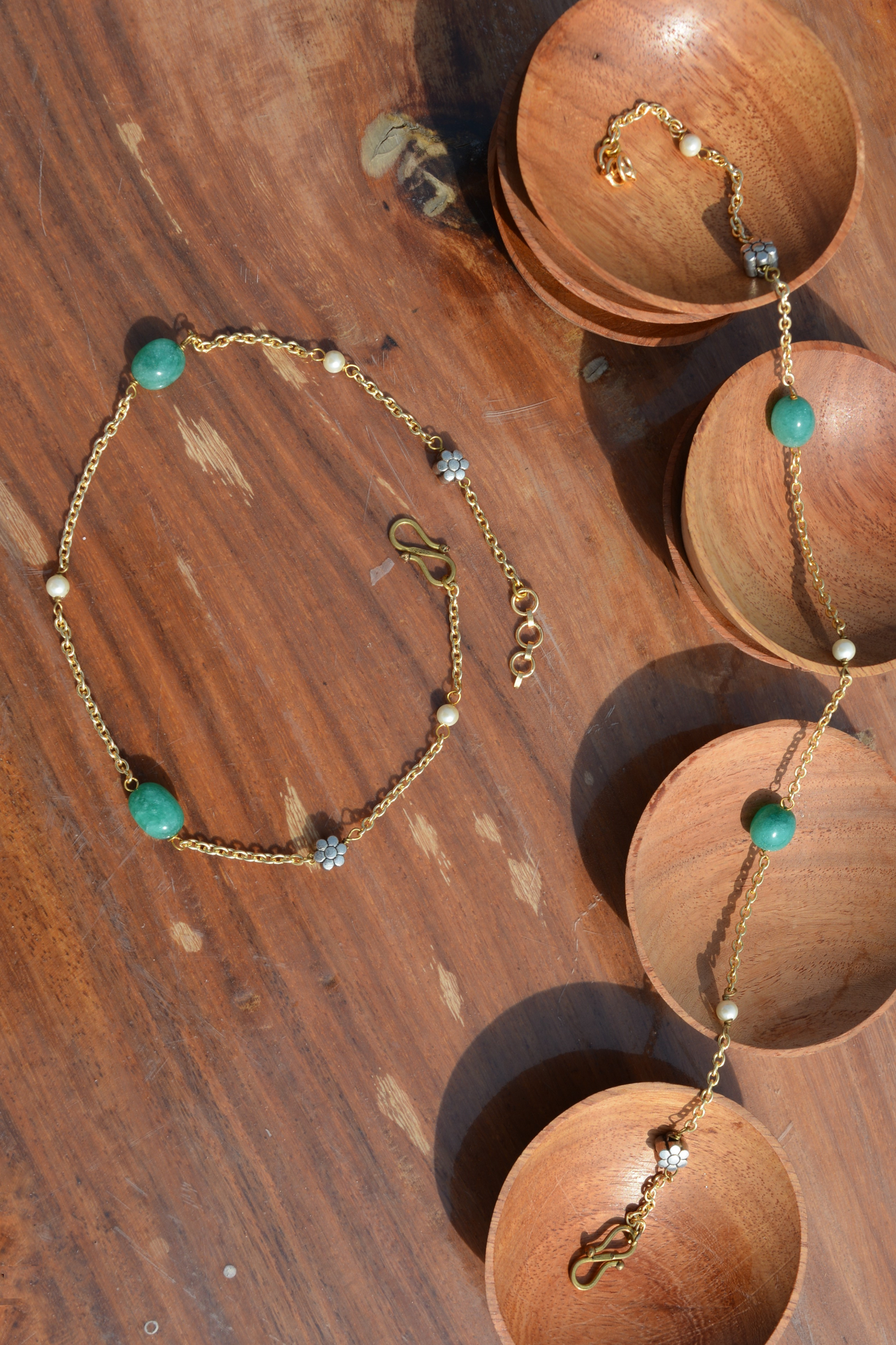 FLORAL GREEN ONYX ANKLETS