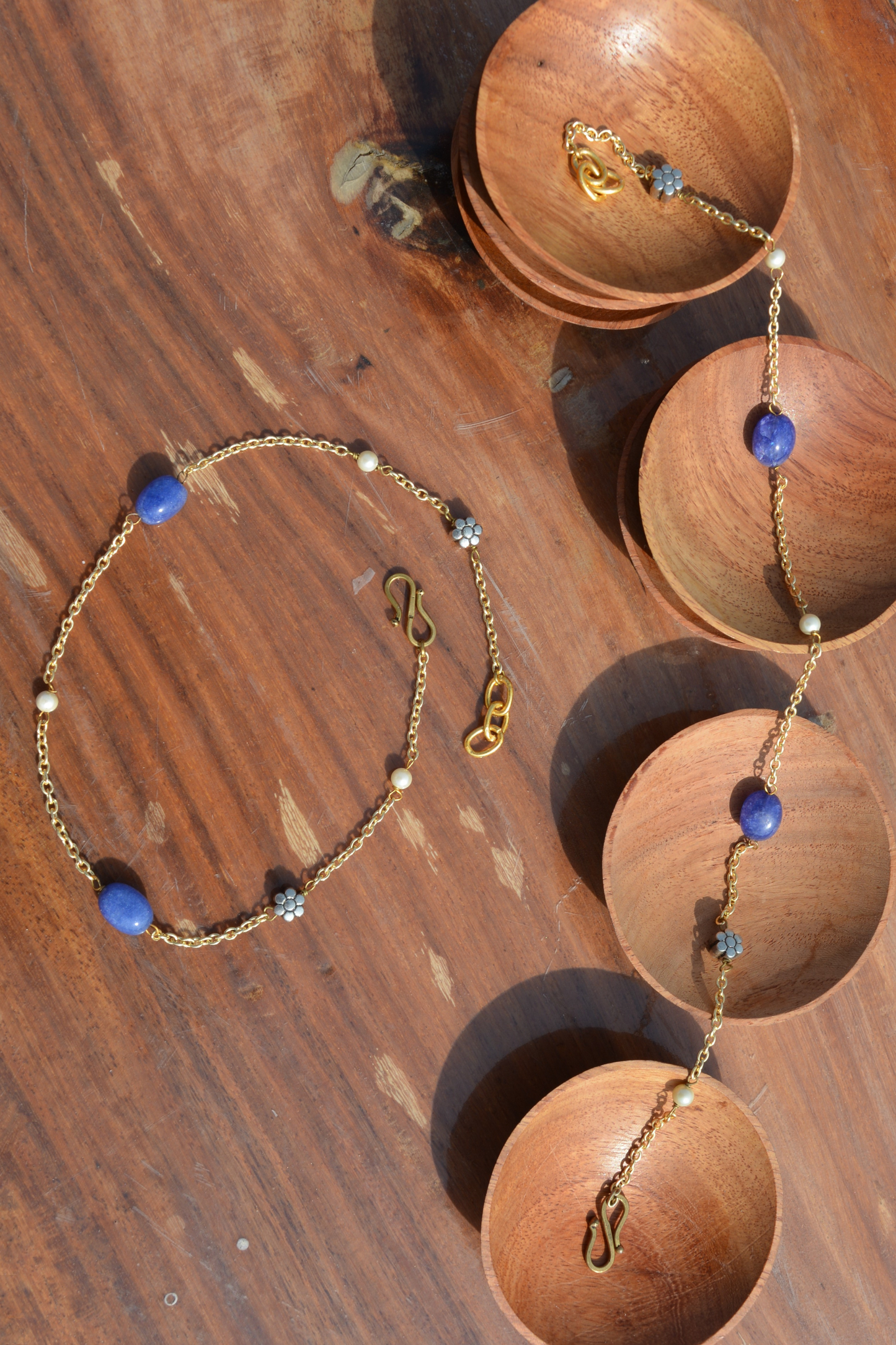 FLORAL BLUE ONYX ANKLETS