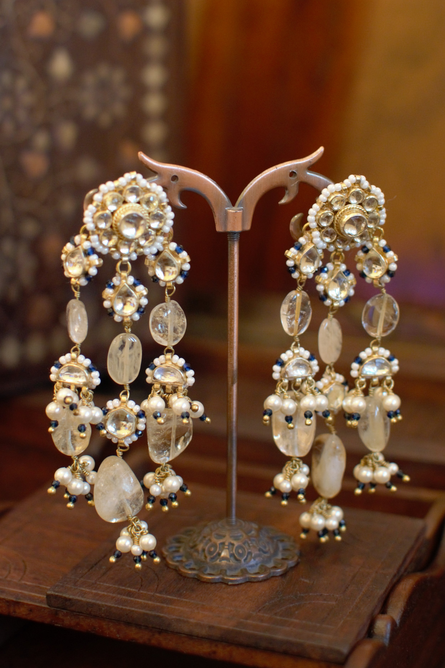 CITRINE AHMEDABADI EARRINGS- BLUE