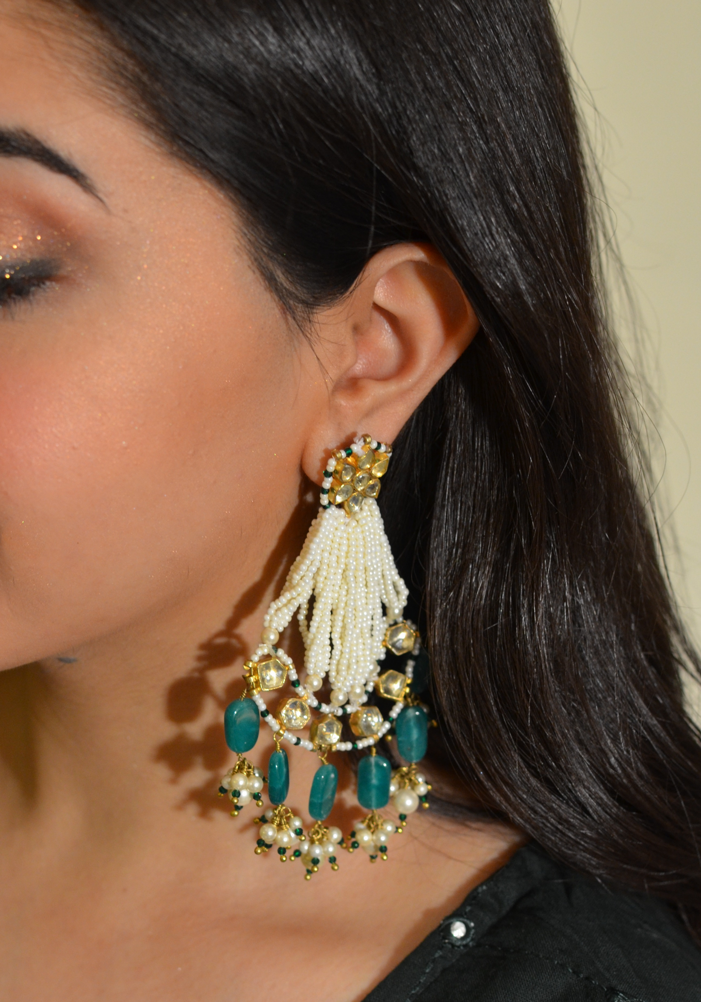 PASSA AHMEDABADI EARRINGS- FOREST GREEN