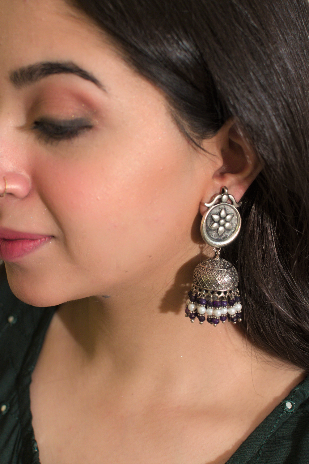 TYRIAN OXIDISED JHUMKAS