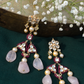 ROSE QUARTZ POLKI EARRINGS