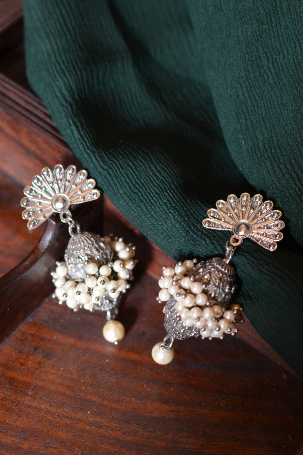 PEARL PAKHAWAJ SILVER EARRINGS