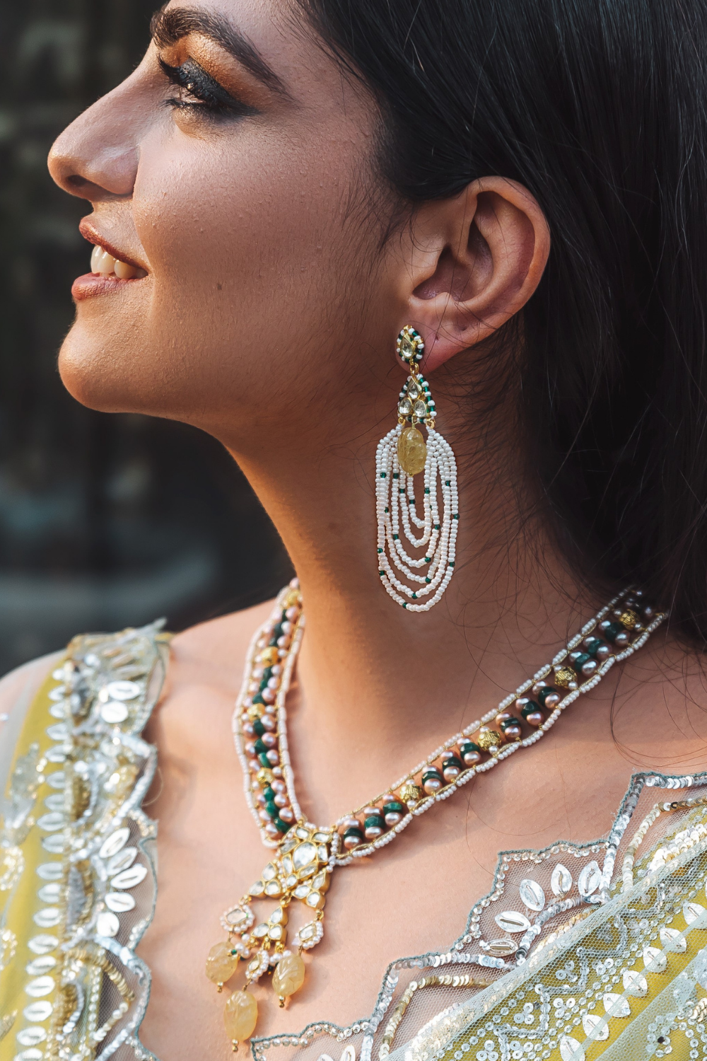 NISENI POLKI CITRINE NECKLACE SET