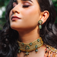 RESHAMI POLKI BRACELET/CHOKER SET - GREEN