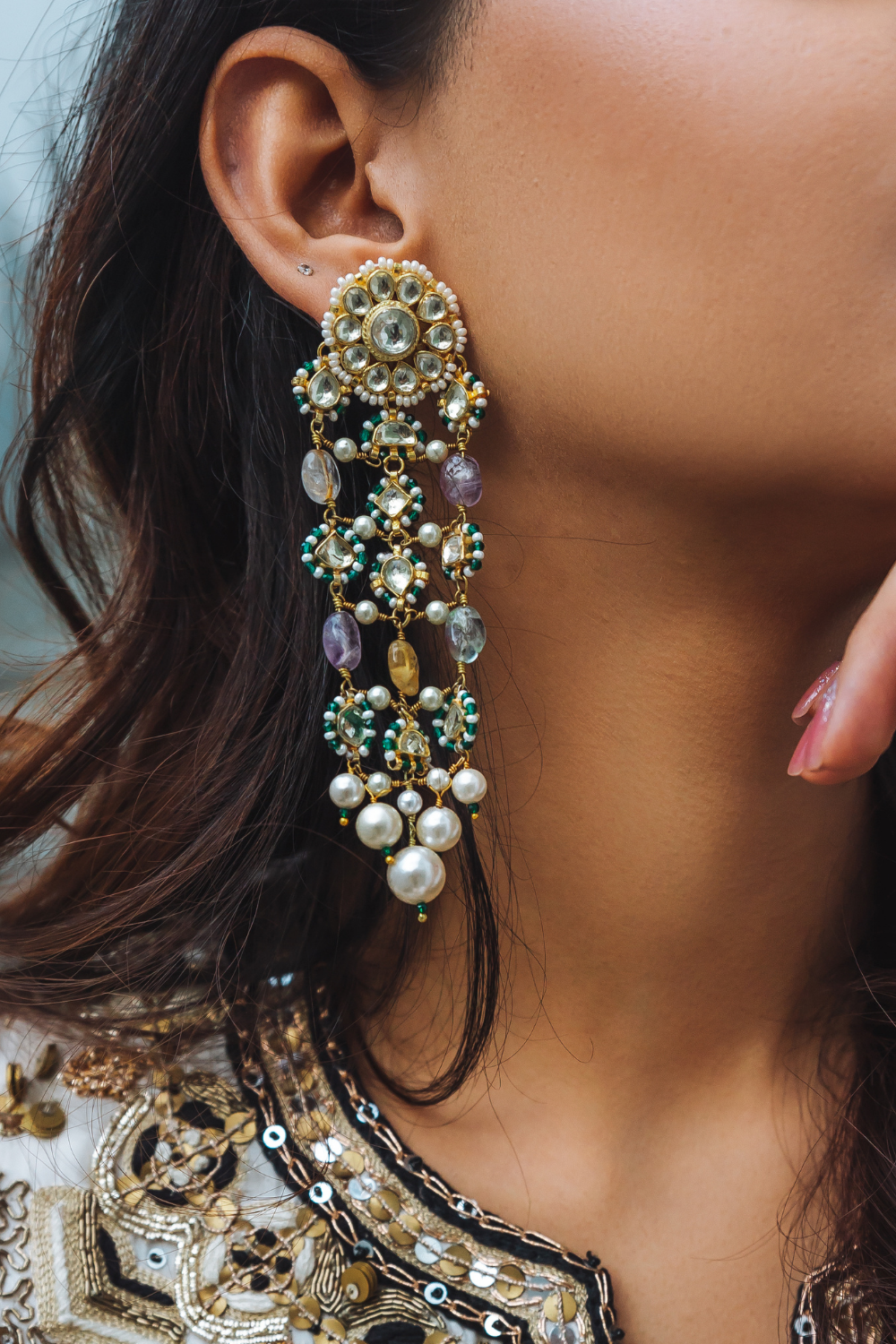 POLKI JAALI EARRINGS - PASTELS