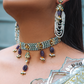 CRESCENT POLKI CHOKER SET - AMETHYST