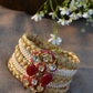 RESHAMI PEARL JAAL BRACELET/CHOKER - RED