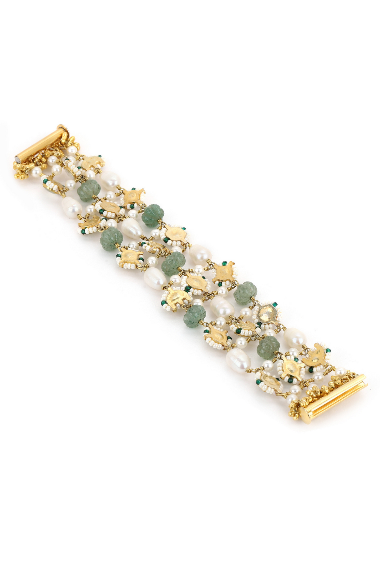 POLKI JAALI CHOKER-CUM-BRACELET SET-  SAGE GREEN