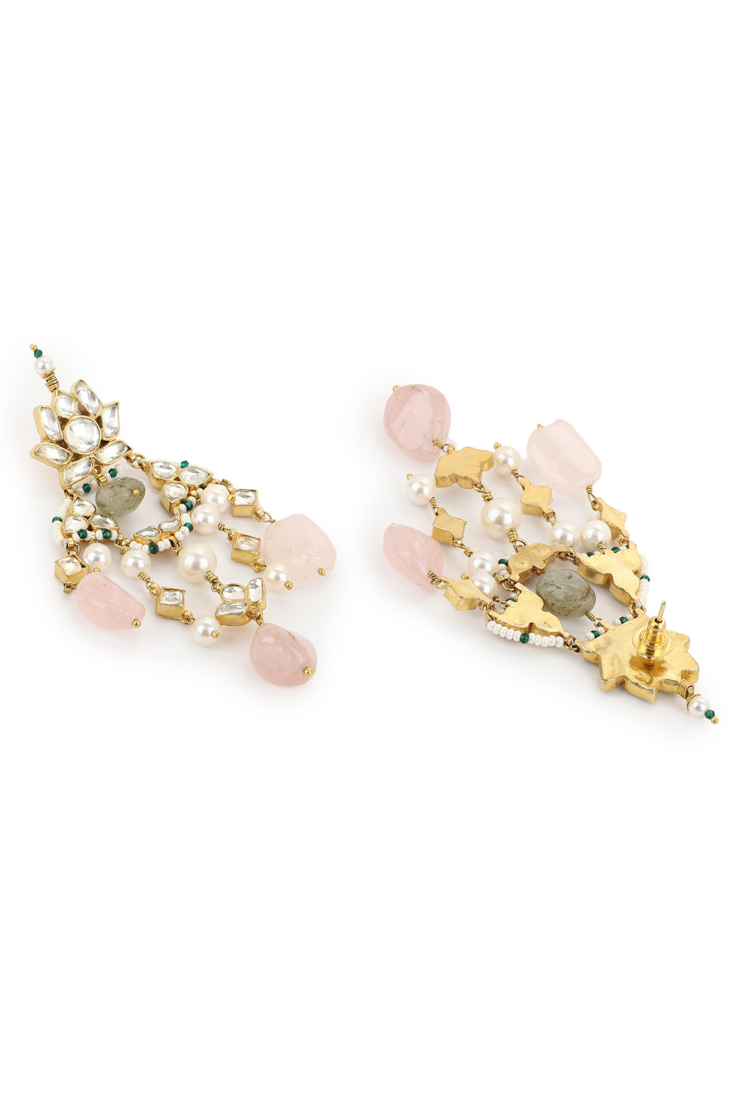 KAMAL JAAL EARRINGS - ROSE QUARTZ