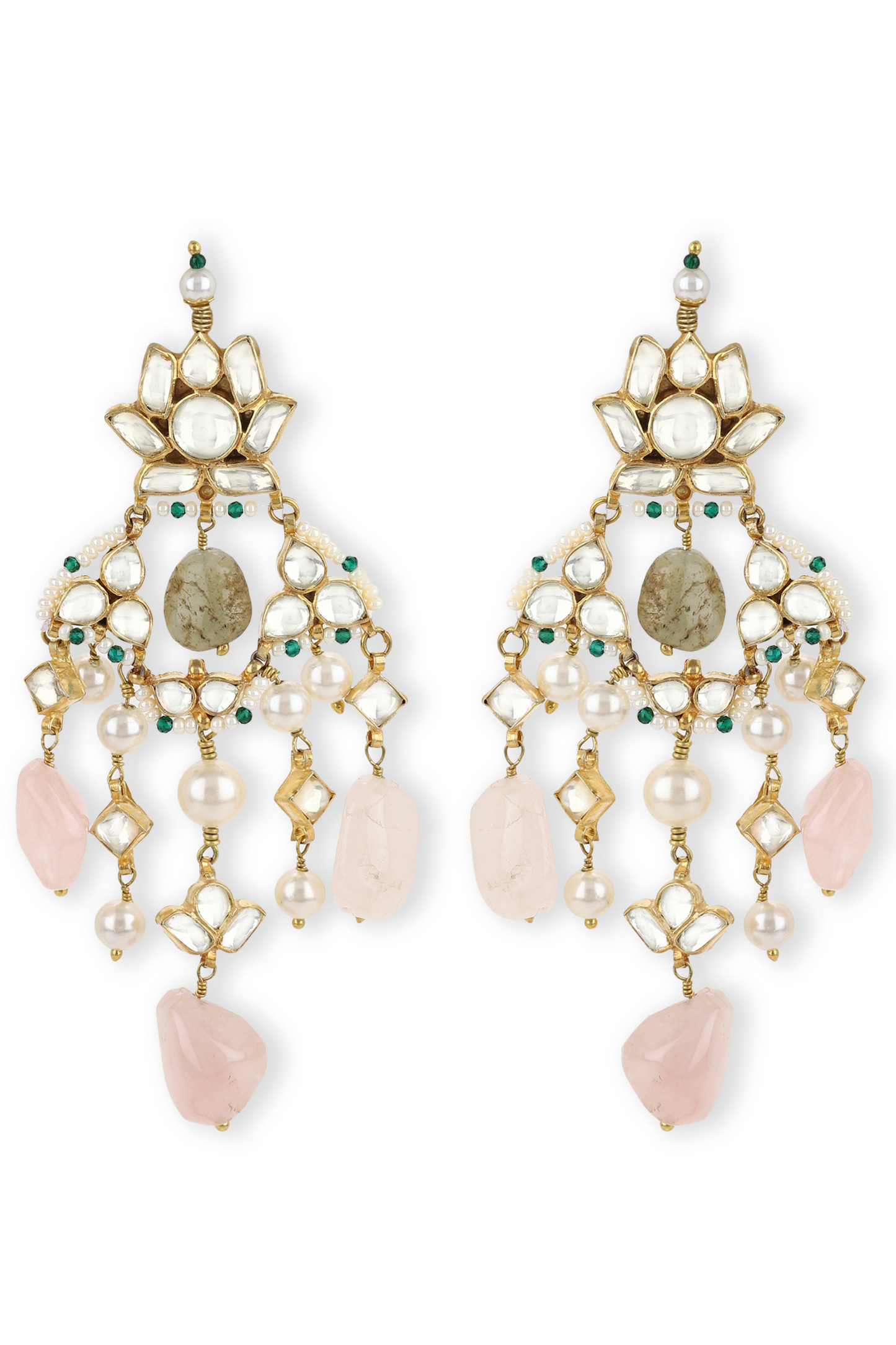 KAMAL JAAL EARRINGS - ROSE QUARTZ