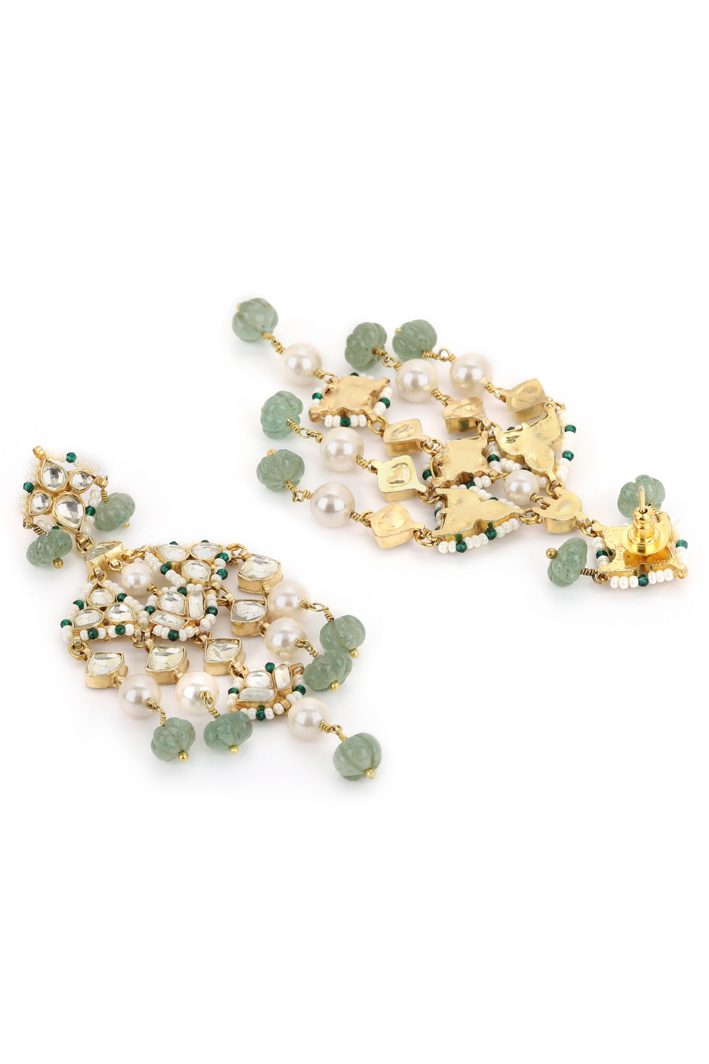 HONEYSUCKLE POLKI EARRINGS-JADE GREEN