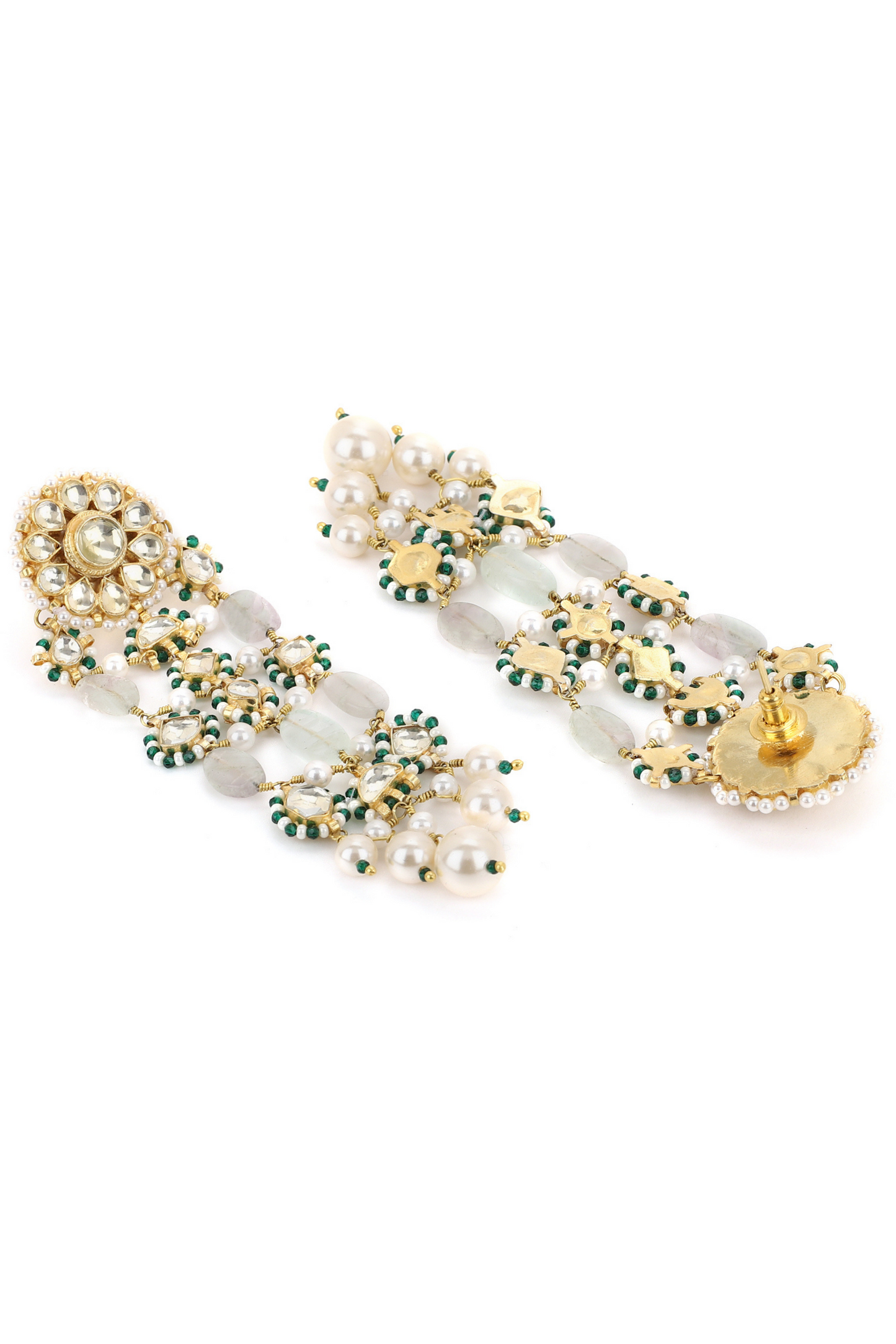 POLKI JAALI EARRINGS - MINT GREEN