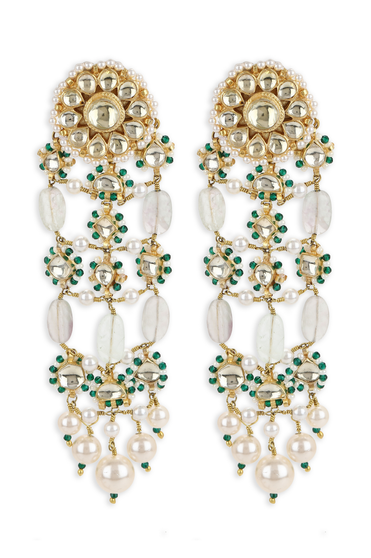 POLKI JAALI EARRINGS - MINT GREEN